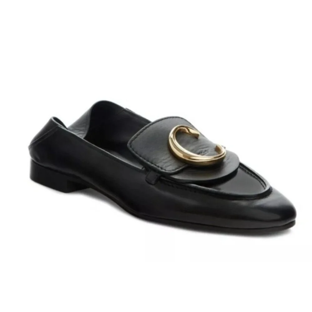 Chloe C Logo Convertible Suede Mule Nubuck Leather Loafers Size EU 42/US 11.5